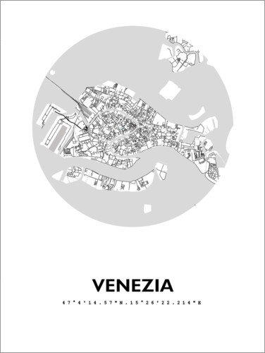 Póster Mapa de la ciudad de Venecia