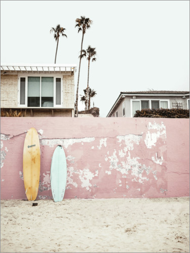 Póster Tablas de surf en la casa de la playa