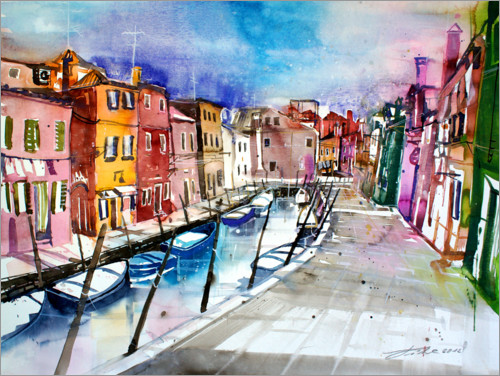 Póster Burano, isla colorida en Venecia