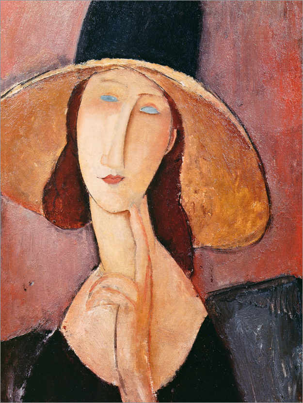 Póster Jeanne Hebuterne con un sombrero grande