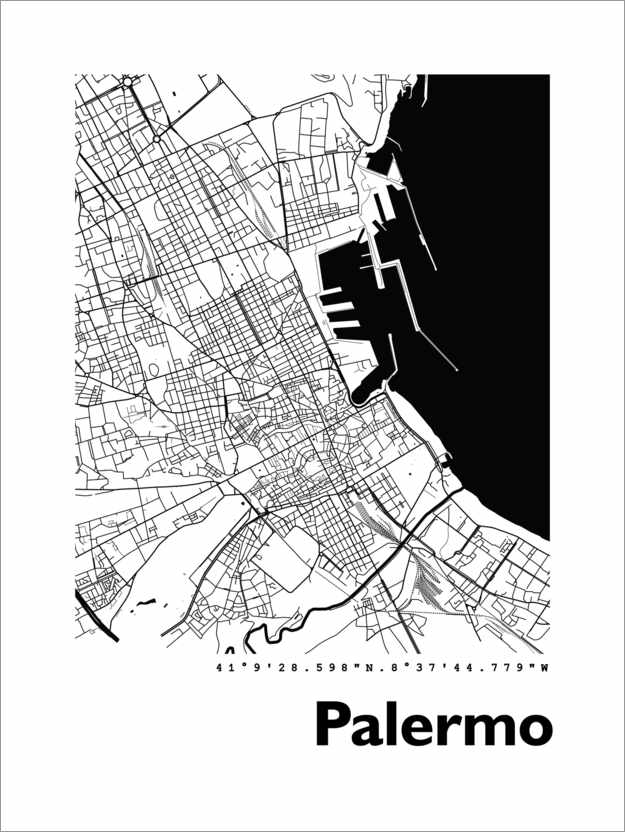 Póster Mapa de la ciudad de Palermo Sicilia