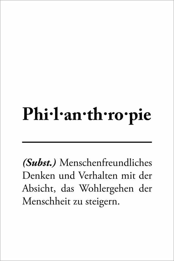 Póster Filantropía - definición (alemán)
