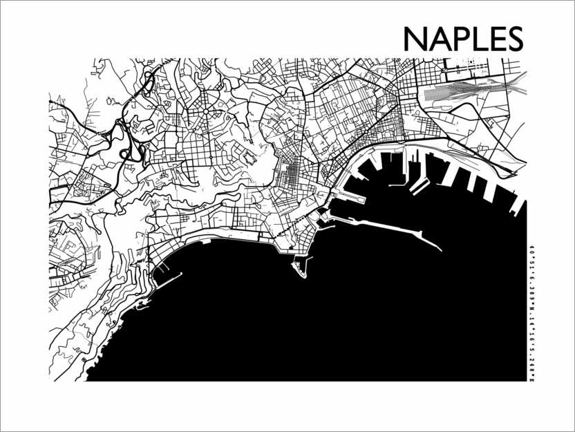Póster Mapa de Nápoles