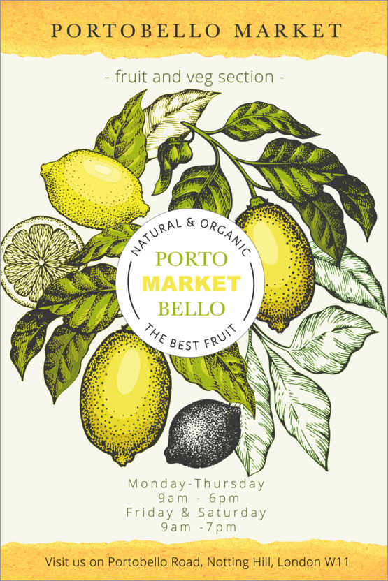 Póster Portobello Market London - Organic Lemons