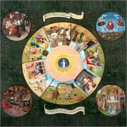 Cuadro de metacrilato  Los siete pecados capitales y las últimas etapas de la humanidad - Hieronymus Bosch