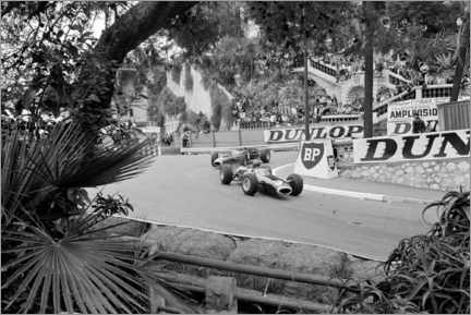 Cuadro de madera  Graham Hill delante de Jackie Stewart, Monte Carlo1965