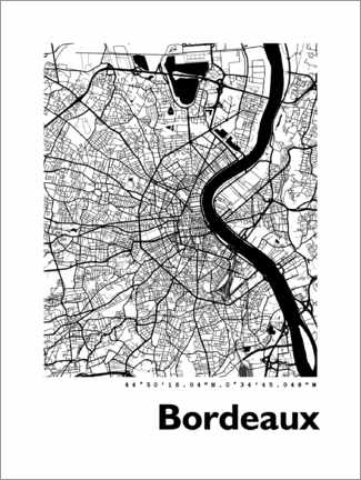 Póster Mapa de la ciudad de Burdeos
