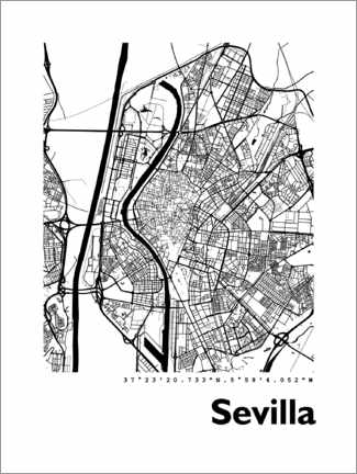 Cuadro de metacrilato  Mapa de Sevilla - 44spaces