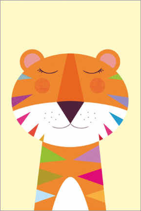 Cuadro de metacrilato  Tigre con rayas arcoiris - Jaysanstudio