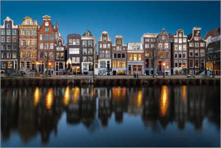 Póster Hermosas casas en Amsterdam, Holanda