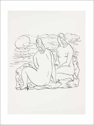 Cuadro de metacrilato  Dos mujeres desnudas sentadas junto al mar - Leo Gestel