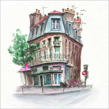 Póster Café de la calle parisina
