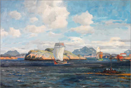 Póster Paisaje costero con Nordlands-Skjekten