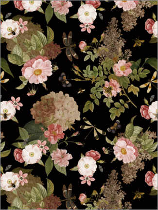 Cuadro de PVC  Mariposas y rosas vintage - UtArt