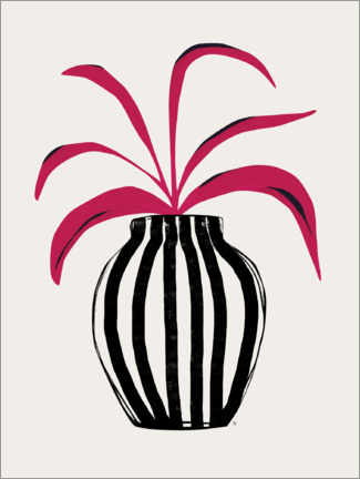 Póster Pink Plant Striped Pot