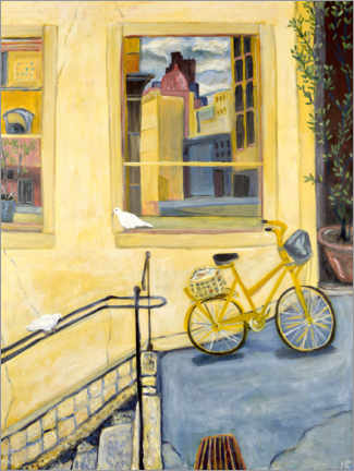 Póster Yellow Bike in Montmartre