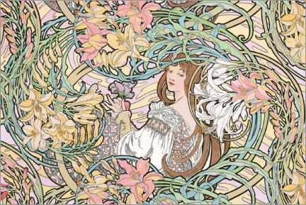 Póster  Language of Flowers - Alfons Mucha