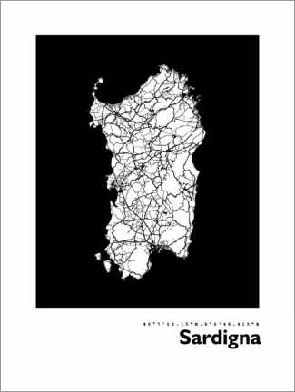 Póster  Map of Sardinia - 44spaces