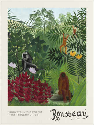Póster  Monkeys in the Forest - Henri Rousseau