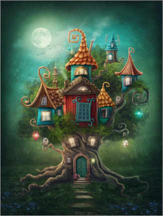 Póster Casa del árbol mágico