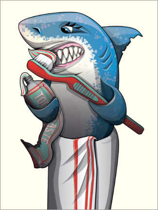 Póster  Great White Shark Brushing Teeth - Wyatt9