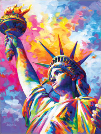 Póster  Statue of Liberty Colourful - Leon Devenice