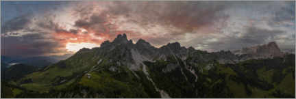 Lienzo  Puesta de sol en las montañas de Dachstein, panorama - Dieter Meyrl
