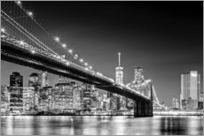 Cuadro de plexi-alu  Brooklyn Bridge with Manhattan Skyline (monochrome) - Sascha Kilmer