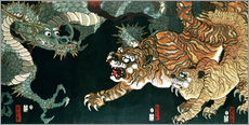 Cuadro de plexi-alu  Un dragón y dos tigres - Utagawa Sadahide