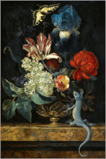 Póster  Tulipanes y otras flores en un florero - Willem van Aelst