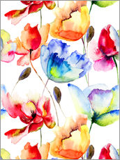 Cuadro de plexi-alu  Amapolas y tulipanes