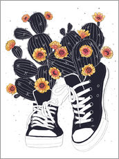 Cuadro de plexi-alu  Zapatillas con cactus en flor. - Valeriya Korenkova
