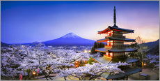 Vinilo para la pared  Chureito Pagoda at Mount Fuji in Fujiyoshida, Japan - Jan Christopher Becke