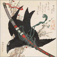 Cuadro de plexi-alu  El pequeño cuervo con la espada Minamoto - Katsushika Hokusai