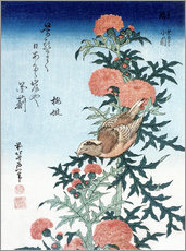 Cuadro de plexi-alu  Bird and Thistle - Katsushika Hokusai