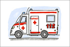 Vinilo para la pared  La ambulancia de Hugo - Hugos Illustrations