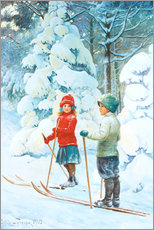 Cuadro de plexi-alu  Niños con esquís - Jenny Nyström