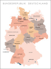 Cuadro de madera  Estados federales y capitales de la república federal de Alemania