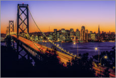 Lienzo  Puente de la bahía de Oakland al atardecer, California