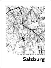 Póster Mapa de la ciudad de Salzburgo