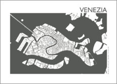 Póster Mapa de la ciudad de venecia