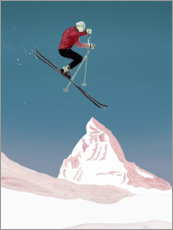 Cuadro de madera  Esquiador en la montaña - Mantika Studio