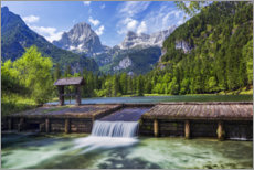 Póster Idílico lago de montaña en los Alpes