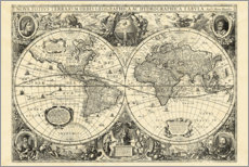 Cuadro de madera  Mapa del mundo vintage