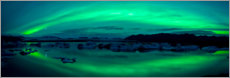 Póster Aurora boreal sobre la laguna Jokulsarlon