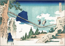 Vinilo para la pared  El puente colgante entre Hida y Etchu - Katsushika Hokusai
