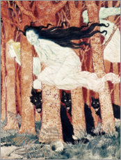 Lienzo  Tres mujeres y tres lobos - Eugène Grasset