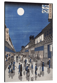 Cuadro de aluminio  Vista nocturna de la calle Saruwaka. - Utagawa Hiroshige