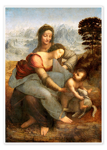 Póster Virgen y niño con Santa Ana