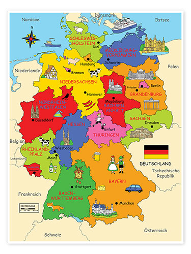 Póster Provincias alemanas para niños